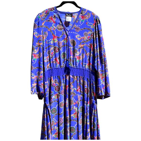 Diane Freis Original 80s Georgette Pattern Maxi Dress Large Extra Large - Picture 6 of 10